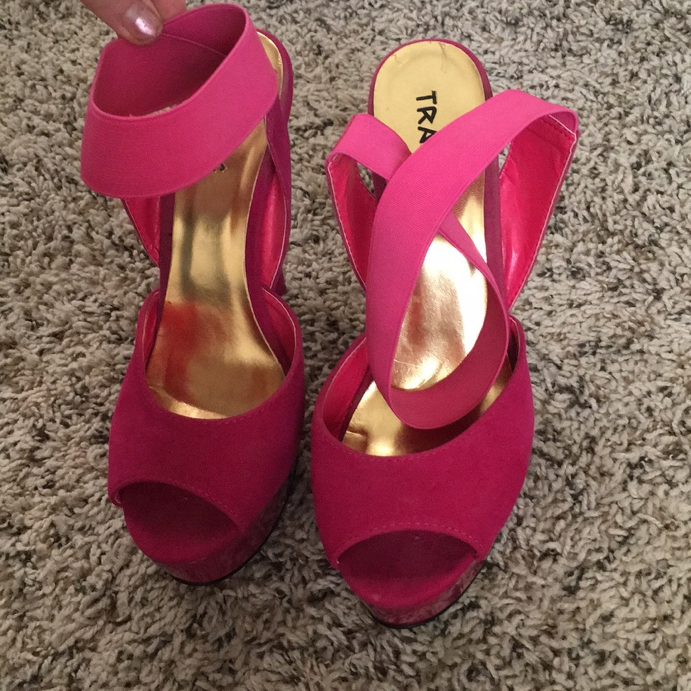 Pink ankle strap heels size 8